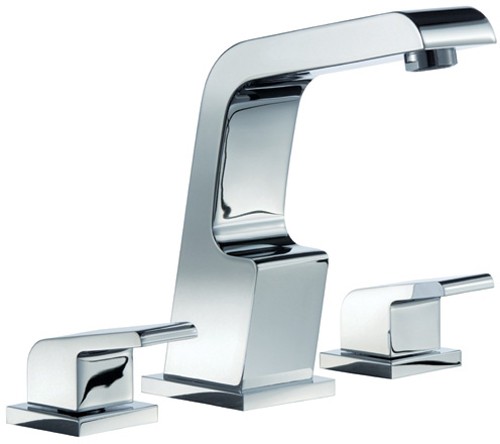 3 Tap Hole Basin Mixer Tap With Click-Clack Waste (Chrome). technical image