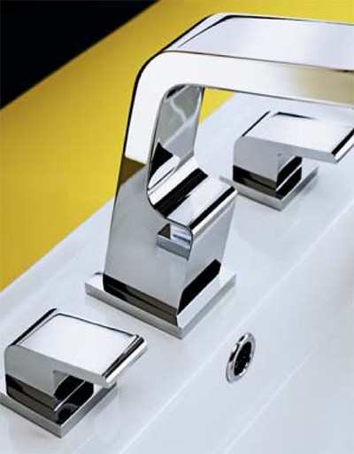 3 Tap Hole Basin Mixer Tap With Click-Clack Waste (Chrome). technical image