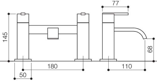 Bath Filler Tap (Chrome). technical image