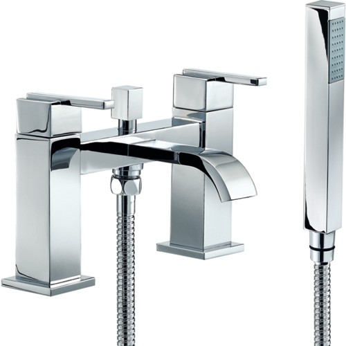 Bath Shower Mixer Tap With Shower Kit (Chrome). technical image