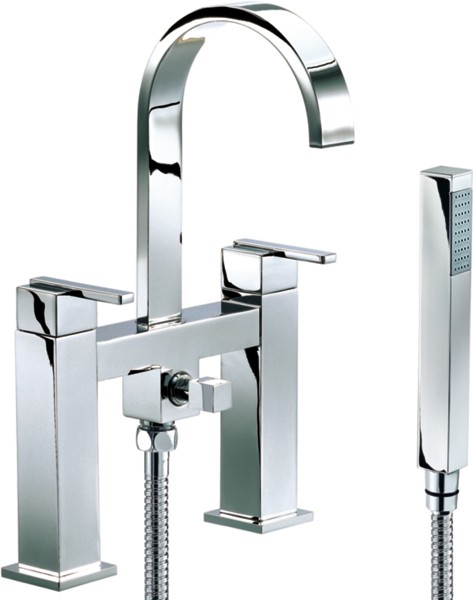 Bath Shower Mixer Tap With Shower Kit (High Spout). technical image
