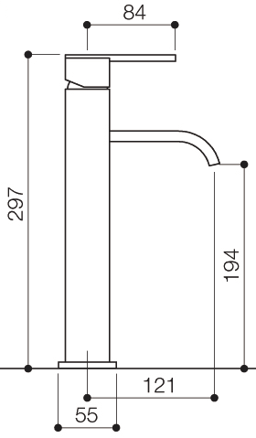 Basin Mixer Tap, Freestanding, 297mm High. technical image