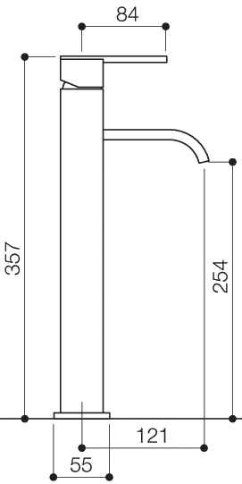 Basin Mixer Tap, Freestanding, 357mm High. technical image