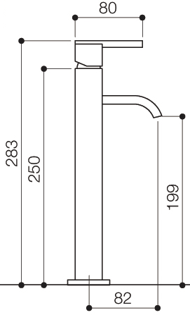 Cloakroom Mono Basin Mixer Tap, 283mm High. technical image