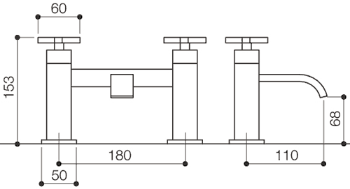Bath Filler Tap (Chrome). technical image