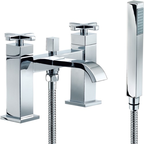 Bath Shower Mixer Tap With Shower Kit (Chrome). technical image