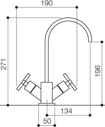 Mono Basin Mixer Tap (Chrome). technical image