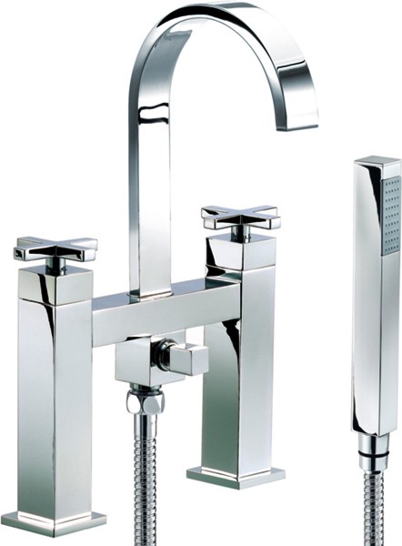 Bath Shower Mixer Tap With Shower Kit (High Spout). technical image