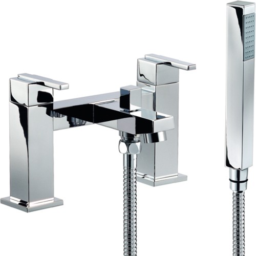 Bath Shower Mixer Tap With Shower Kit (Chrome). technical image