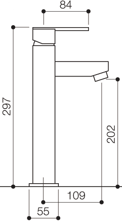Basin Mixer Tap, Freestanding, 297mm High. technical image