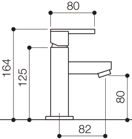 Cloakroom Mono Basin Mixer Tap, 164mm High. technical image