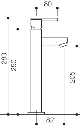 Cloakroom Mono Basin Mixer Tap, 283mm High. technical image