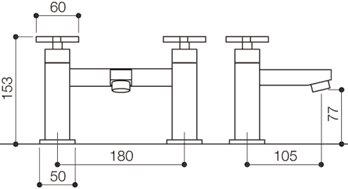 Bath Filler Tap (Chrome). technical image
