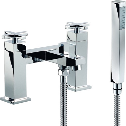 Bath Shower Mixer Tap With Shower Kit (Chrome). technical image