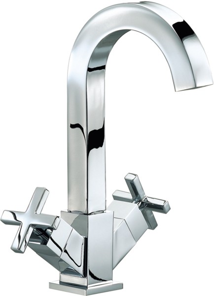 Mono Basin Mixer Tap With Pop Up Waste (Chrome). technical image