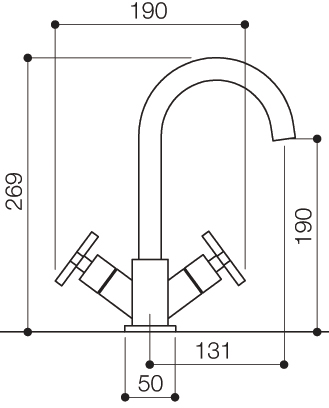 Mono Basin Mixer Tap With Pop Up Waste (Chrome). technical image