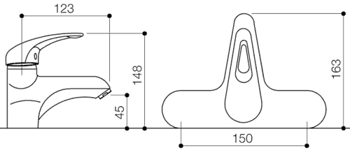 Bath Filler Tap (Chrome). technical image