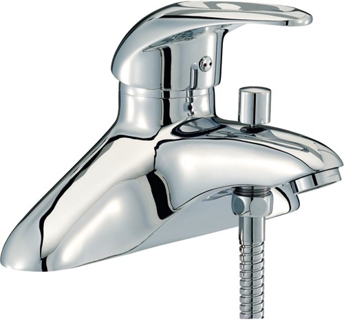 Bath Shower Mixer Tap With Shower Kit (Chrome). technical image