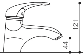 Mono Basin Mixer Tap With Pop Up Waste (Chrome). technical image