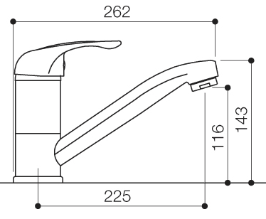 Modena Monoblock Kitchen Tap With Swivel Spout (Chrome). technical image