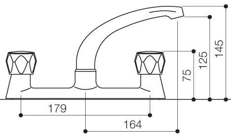 Alpha Deck Sink Mixer Tap With Swivel Spout (Chrome). technical image