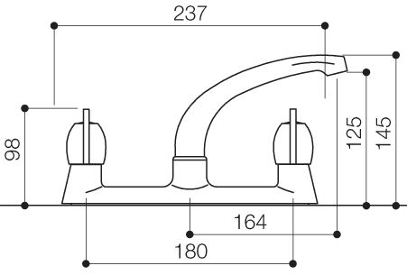 Alpha Lever Deck Sink Mixer Tap With Swivel Spout (Chrome). technical image