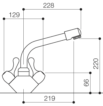 Alpha Lever Monoblock Kitchen Tap With Swivel Spout. technical image