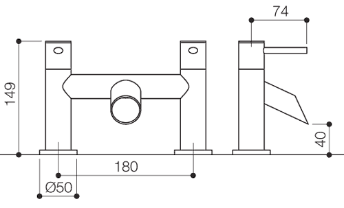 Bath Filler Tap (Chrome). technical image