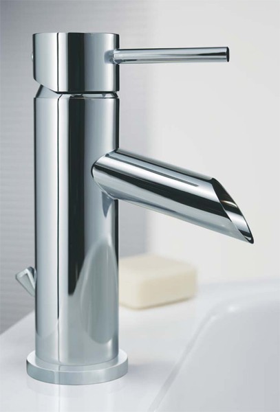 Mono Basin Mixer Tap With Pop-Up Waste (Chrome). technical image