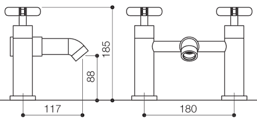 Bath Filler Tap (Chrome). technical image
