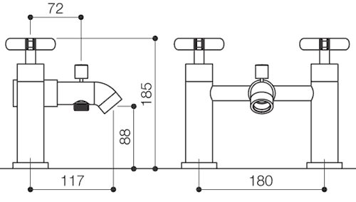 Bath Shower Mixer Tap With Shower Kit (Chrome). technical image