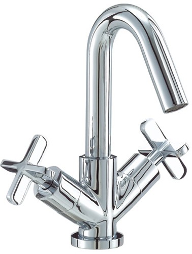 Mono Basin Mixer Tap With Pop-Up Waste (Chrome). technical image