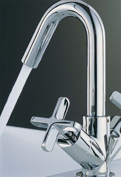 Mono Basin Mixer Tap With Pop-Up Waste (Chrome). technical image