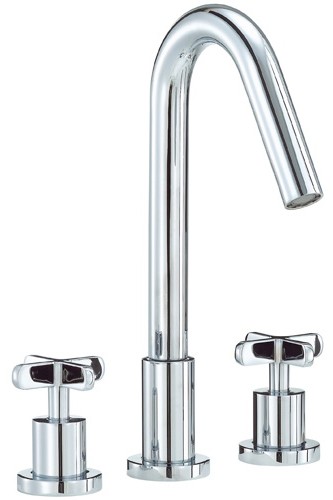3 Tap Hole Bath Filler Tap (Chrome). technical image