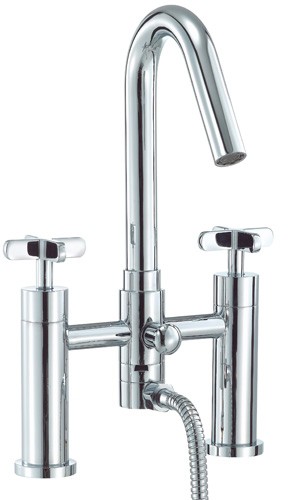 Bath Shower Mixer Tap With Shower Kit (High Spout). technical image