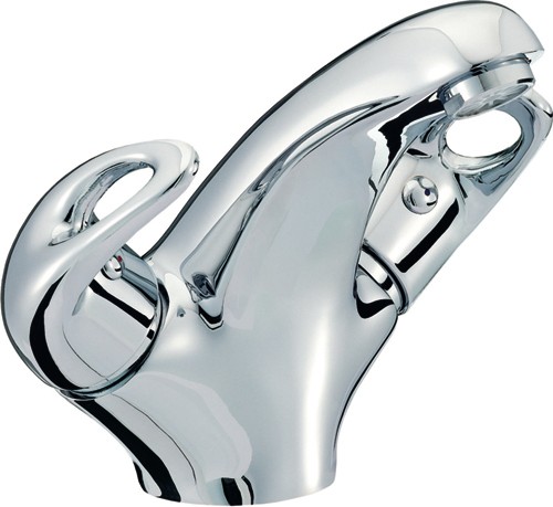 Mono Basin Mixer Tap With Pop Up Waste (Chrome). technical image
