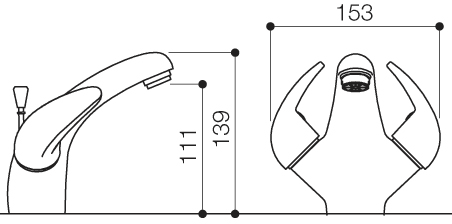 Mono Basin Mixer Tap With Pop Up Waste (Chrome). technical image