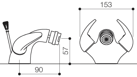 Mono Bidet Mixer Tap With Pop Up Waste (Chrome). technical image