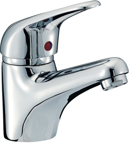 Mono Basin Mixer Tap With Pop Up Waste (Chrome). technical image