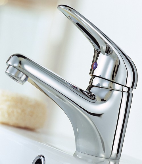Mono Basin Mixer Tap With Pop Up Waste (Chrome). technical image