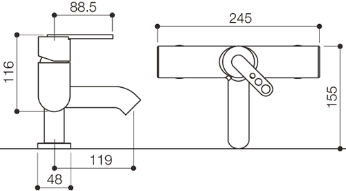 Bath Filler Tap (Chrome). technical image