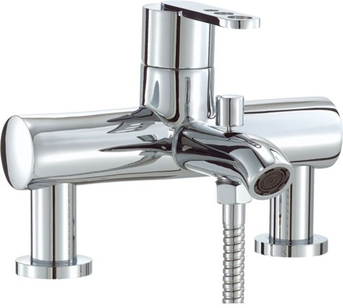 Bath Shower Mixer Tap With Shower Kit (Chrome). technical image