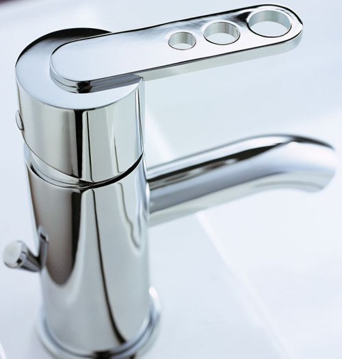 Mono Basin Mixer Tap With Pop Up Waste (Chrome). technical image