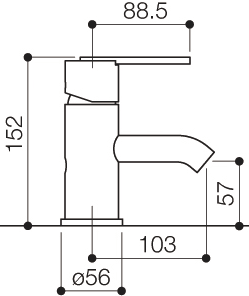 Mono Basin Mixer Tap With Pop Up Waste (Chrome). technical image