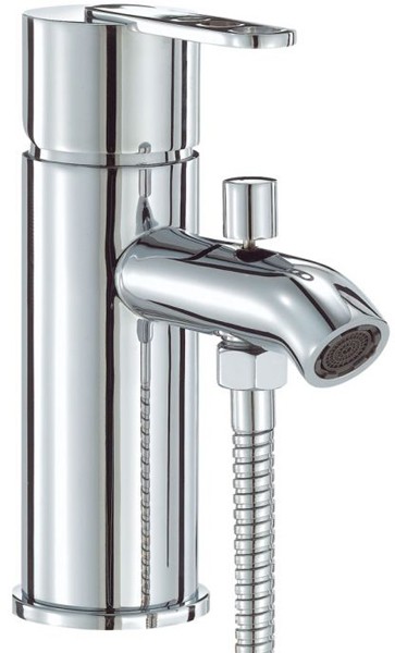 One Tap Hole Bath Shower Mixer Tap With Shower Kit (Chrome). technical image