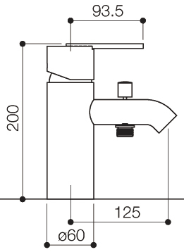 One Tap Hole Bath Shower Mixer Tap With Shower Kit (Chrome). technical image