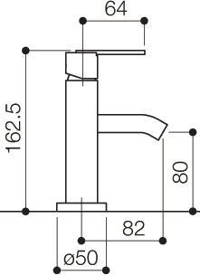 Cloakroom Mono Basin Mixer Tap, 163mm High. technical image