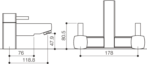 Bath Filler Tap (Chrome). technical image