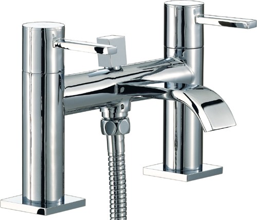 Bath Shower Mixer Tap With Shower Kit (Chrome). technical image