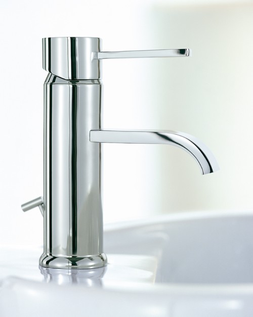 Mono Basin Mixer Tap With Pop-Up Waste (Chrome). technical image